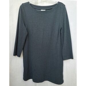 J. Jill Ponte Boho Hippie Knit Tunic Top Dark Green Geo Boat Neck Sz M Lagenlook